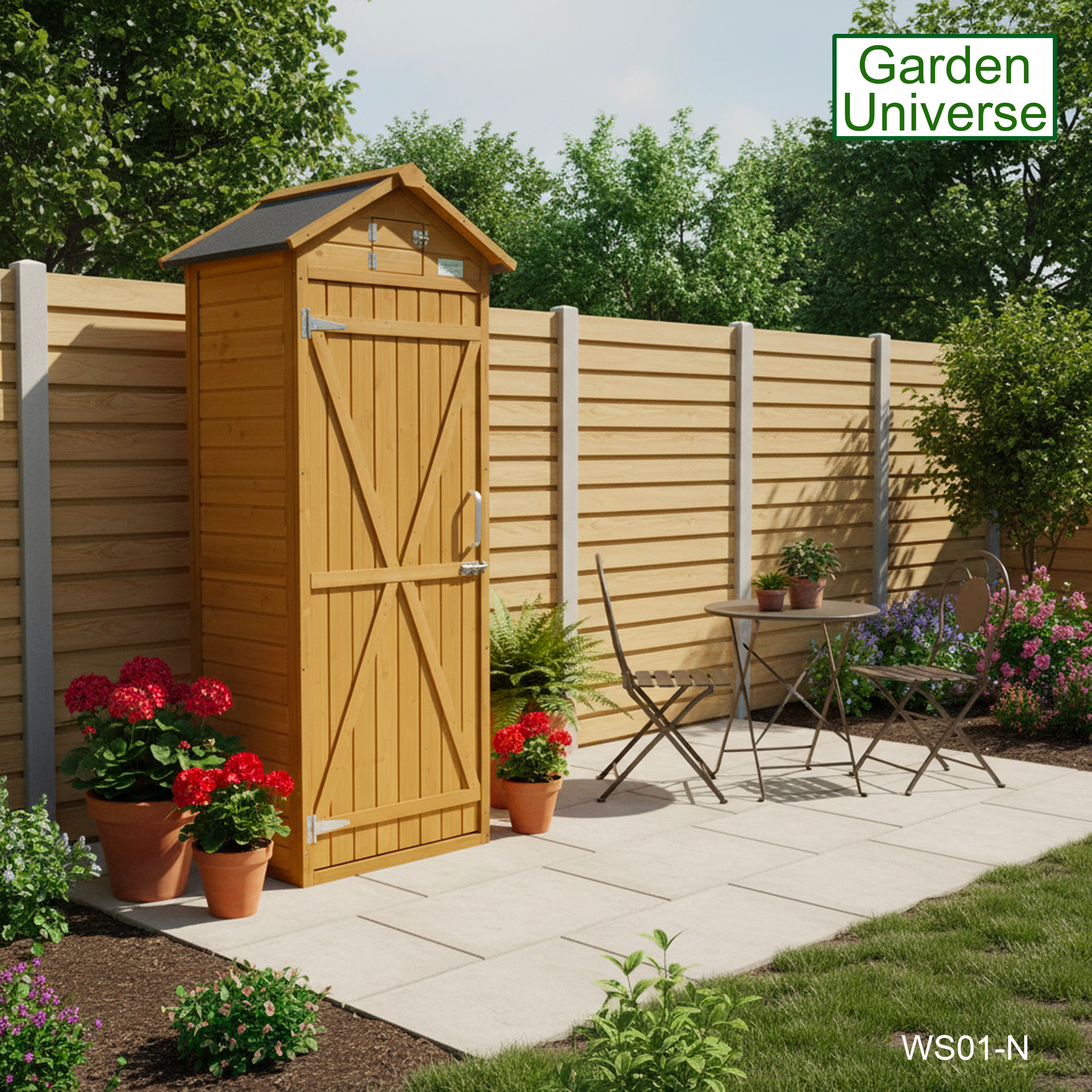Garden Universe Tool Shed Storage Unit Outdoor Garden Storage In Brown WS01-N
