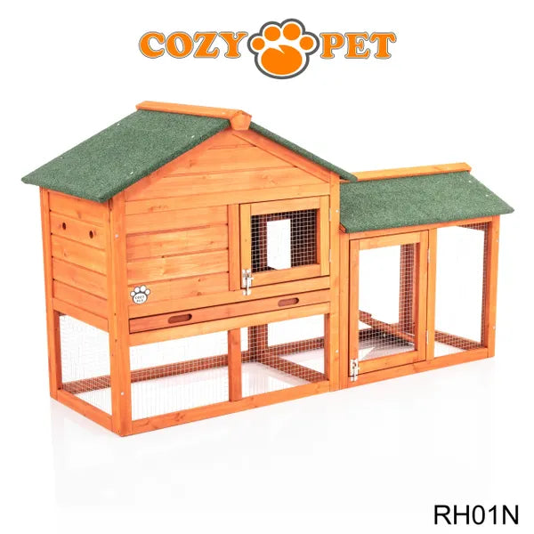 Rabbit Hutch with Run in Natural 148cm Model - RH01N