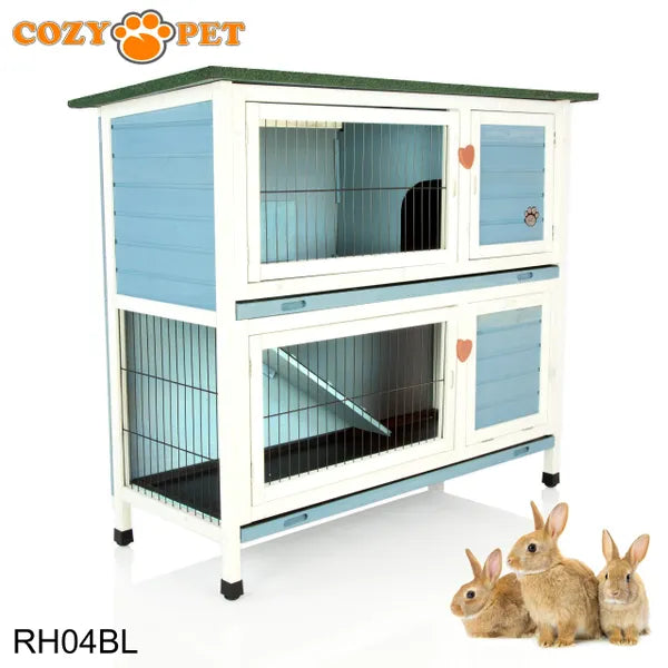 Rabbit Hutch 4ft with Cover - Blue - RH04BL + Cover