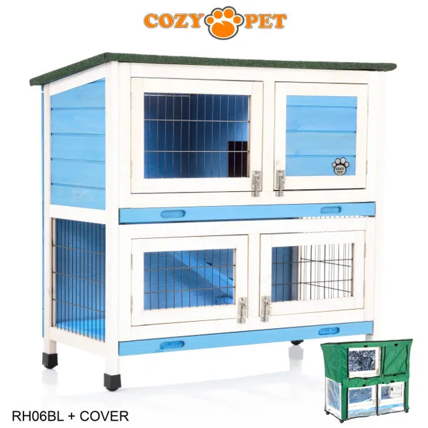 Rabbit Hutch 3ft in Blue with Cover - Blue - RH06BL + RH06C