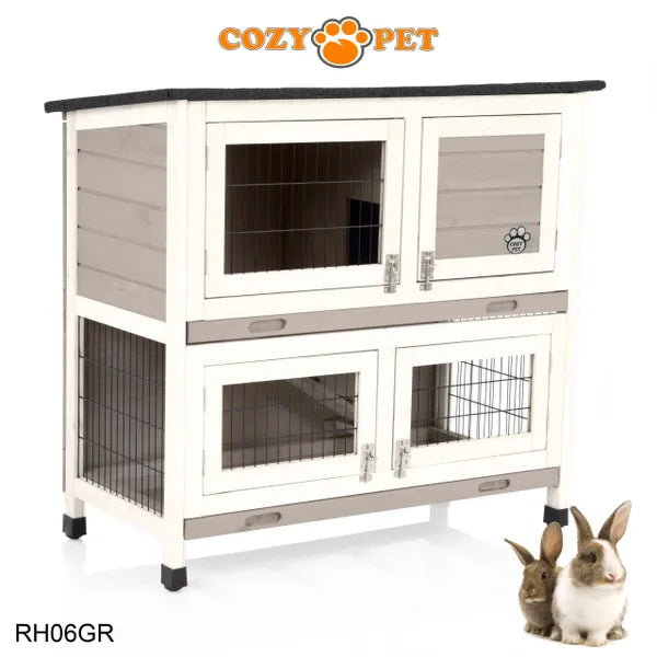 Rabbit Hutch 3ft - Grey and White - RH06GR