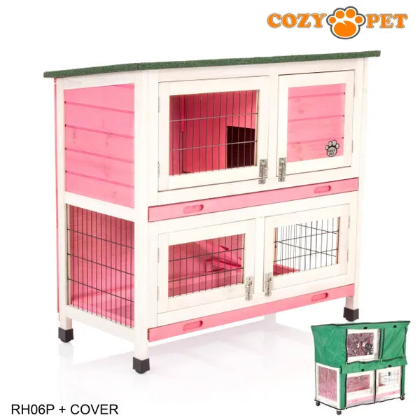 Rabbit Hutch 3ft in Pink with Cover - Pink - RH06P + RH06C