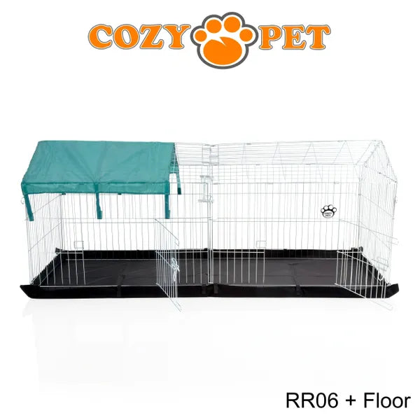 Rectangular Rabbit Run with Pitched Roof, Sunshade and Floor RR06 + Floor