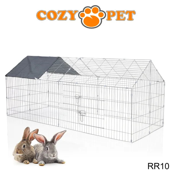 Rectangular Rabbit Run with Pitched Roof and Sunshade Model RR10